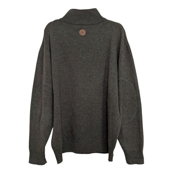 Beretta Lambswool 1/4 Zip Sweater Mens Size XL Dark Green Elbow Patches Pullover - Picture 10 of 16
